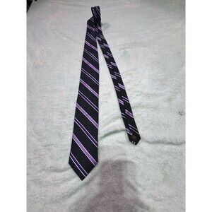 Robert Talbott Best Of Class Tie Hand Made In USA Purple Black‎ Repp Stripe 59"L